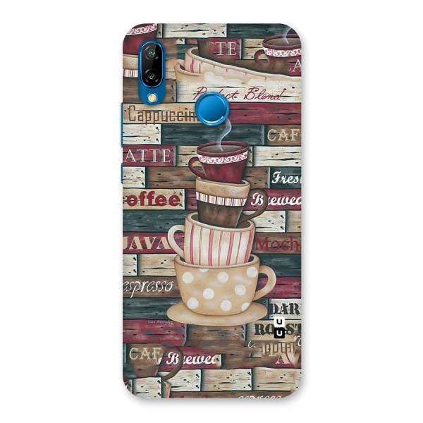 Cute Coffee Cups Back Case for Huawei P20 Lite