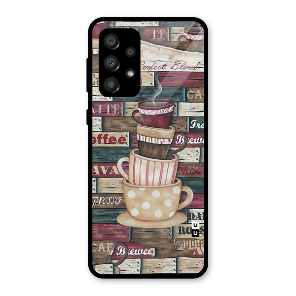 Cute Coffee Cups Glass Back Case for Galaxy A32