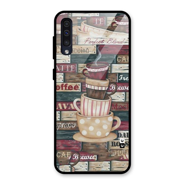 Cute Coffee Cups Glass Back Case for Galaxy A50s