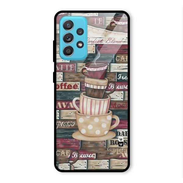 Cute Coffee Cups Glass Back Case for Galaxy A52