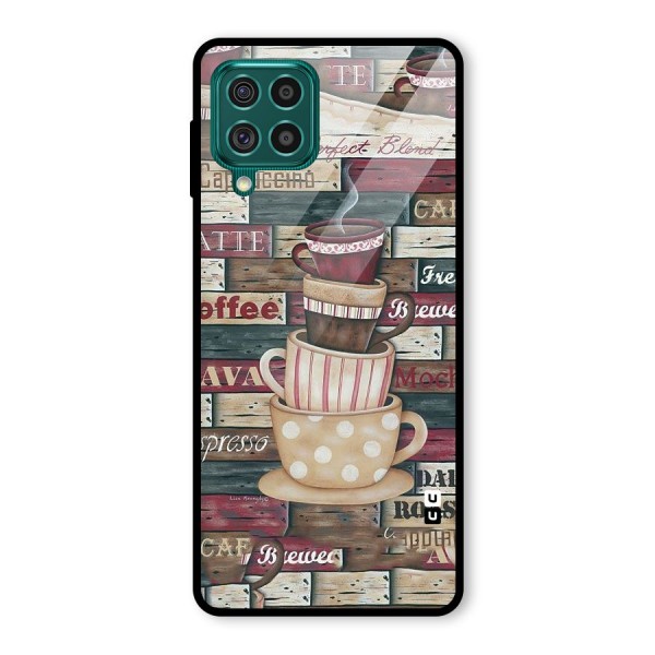 Cute Coffee Cups Glass Back Case for Galaxy F62