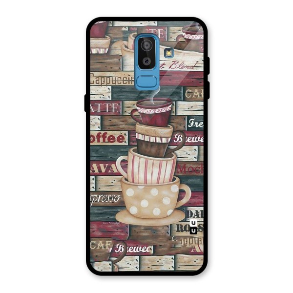 Cute Coffee Cups Glass Back Case for Galaxy J8