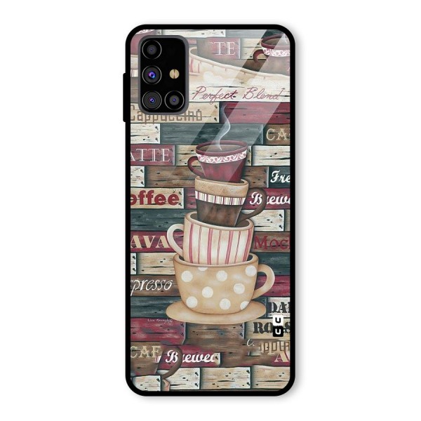 Cute Coffee Cups Glass Back Case for Galaxy M31s