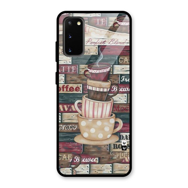 Cute Coffee Cups Glass Back Case for Galaxy S20