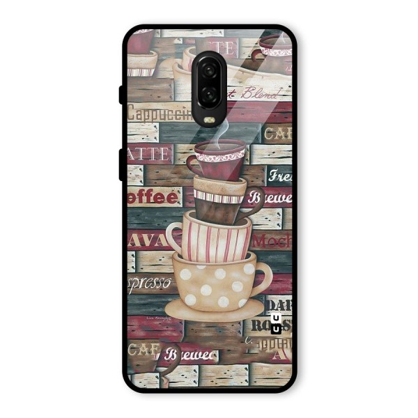 Cute Coffee Cups Glass Back Case for OnePlus 6T