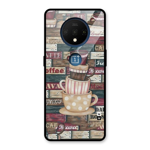 Cute Coffee Cups Glass Back Case for OnePlus 7T