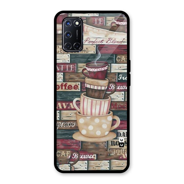 Cute Coffee Cups Glass Back Case for Oppo A52