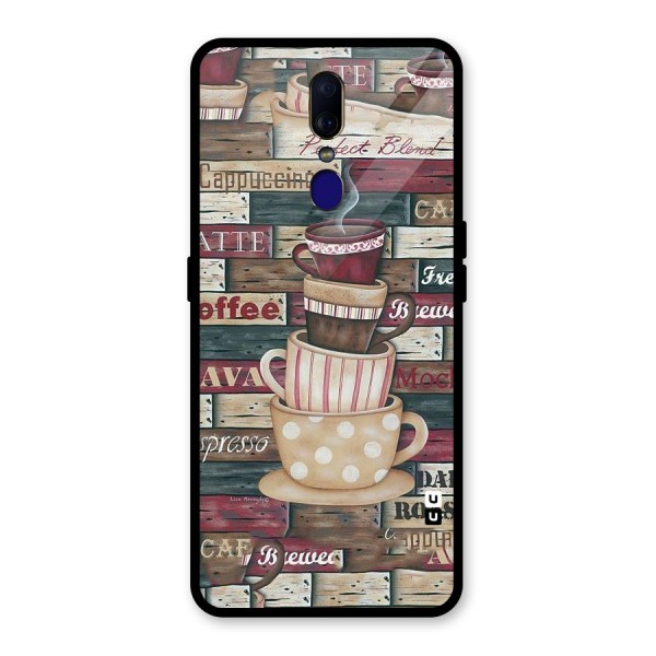 Cute Coffee Cups Glass Back Case for Oppo F11