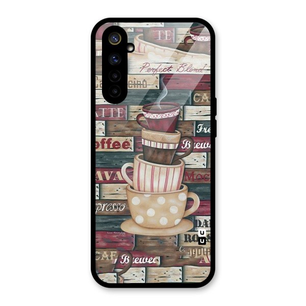 Cute Coffee Cups Glass Back Case for Realme 6