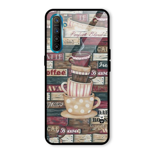 Cute Coffee Cups Glass Back Case for Realme XT