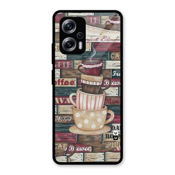 Cute Coffee Cups Glass Back Case for Redmi K50i