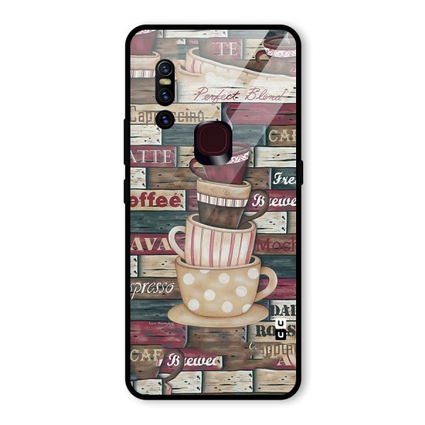 Cute Coffee Cups Glass Back Case for Vivo V15