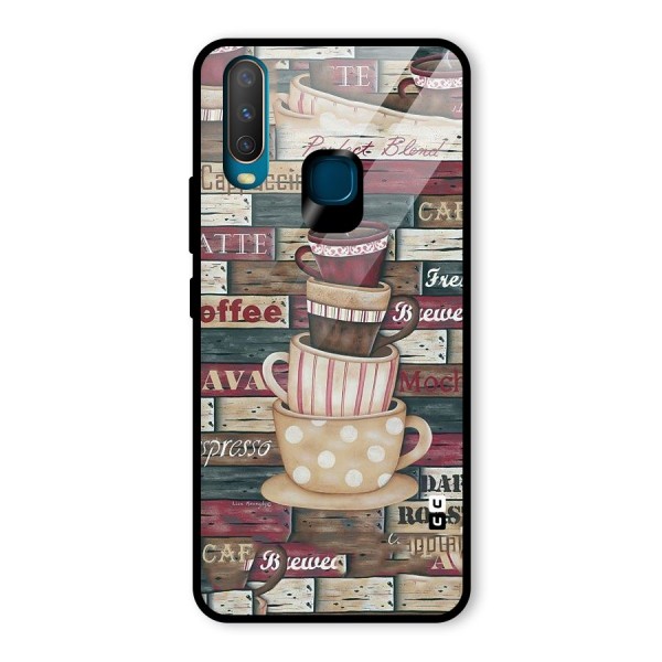 Cute Coffee Cups Glass Back Case for Vivo Y12