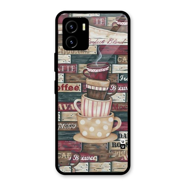 Cute Coffee Cups Glass Back Case for Vivo Y15s