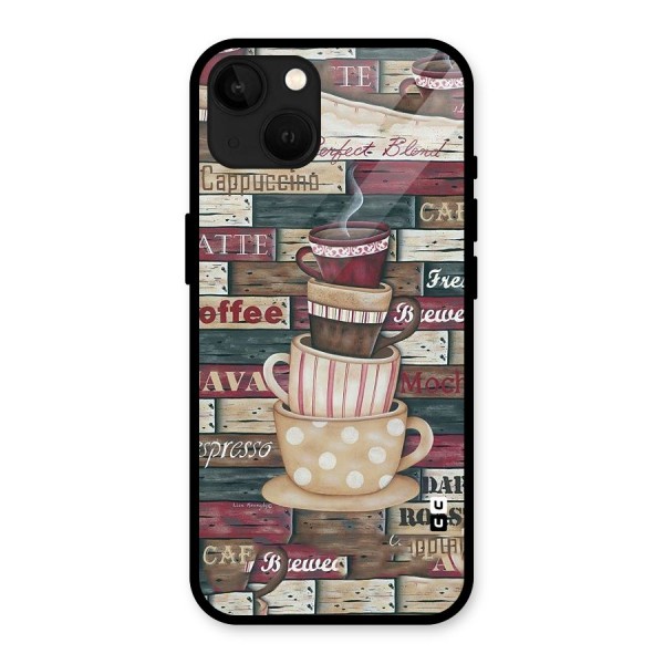 Cute Coffee Cups Glass Back Case for iPhone 13