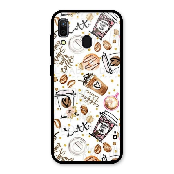 Cute Coffee Pattern Glass Back Case for Galaxy A30