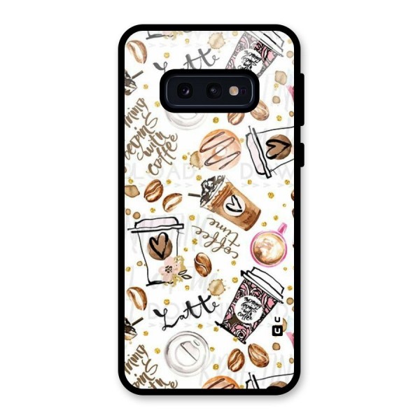 Cute Coffee Pattern Glass Back Case for Galaxy S10e