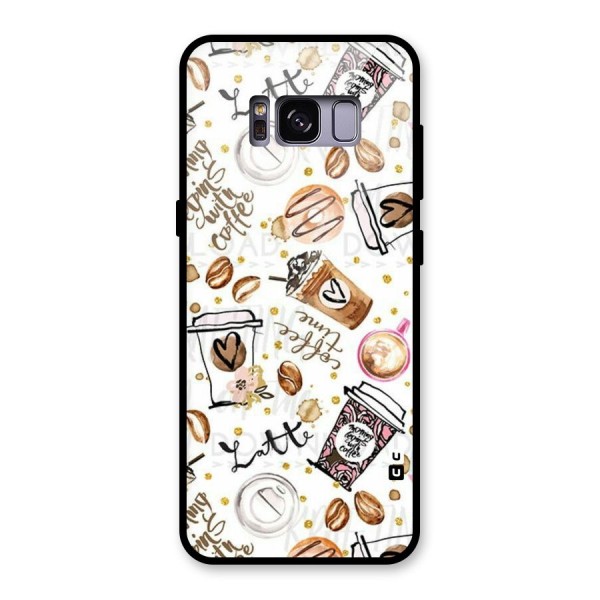 Cute Coffee Pattern Glass Back Case for Galaxy S8