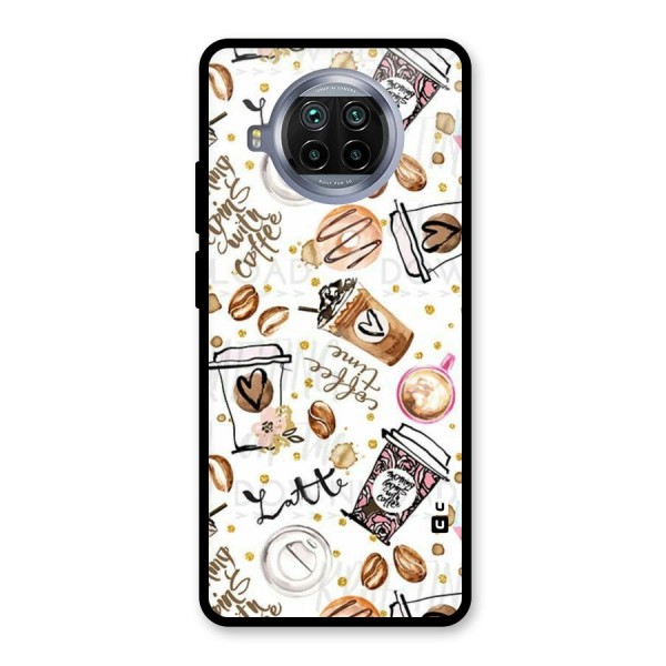 Cute Coffee Pattern Glass Back Case for Mi 10i