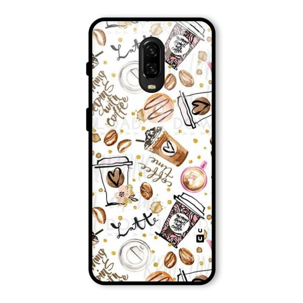 Cute Coffee Pattern Glass Back Case for OnePlus 6T