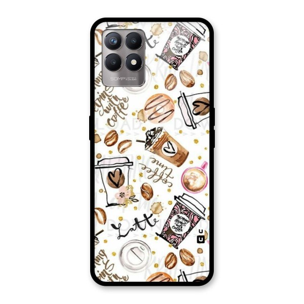 Cute Coffee Pattern Glass Back Case for Realme 8i