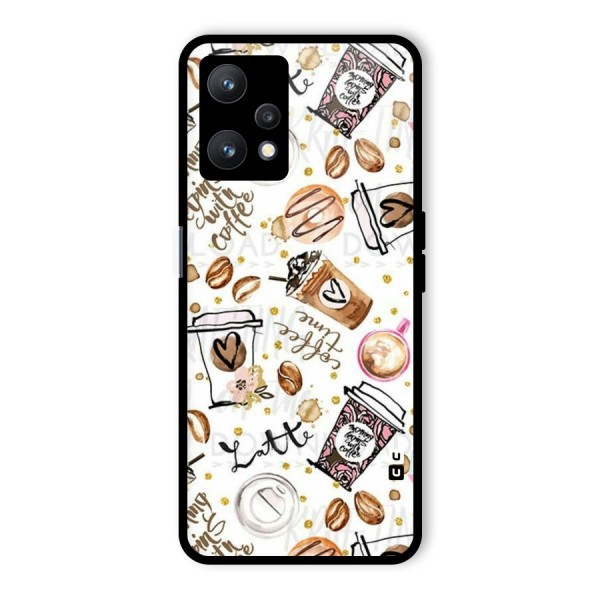Cute Coffee Pattern Glass Back Case for Realme 9 Pro 5G