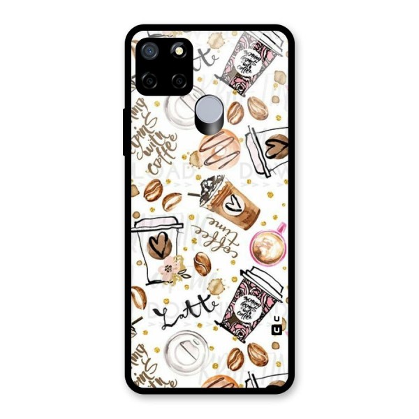 Cute Coffee Pattern Glass Back Case for Realme C15