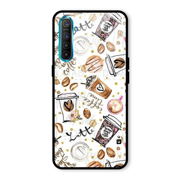 Cute Coffee Pattern Glass Back Case for Realme X2