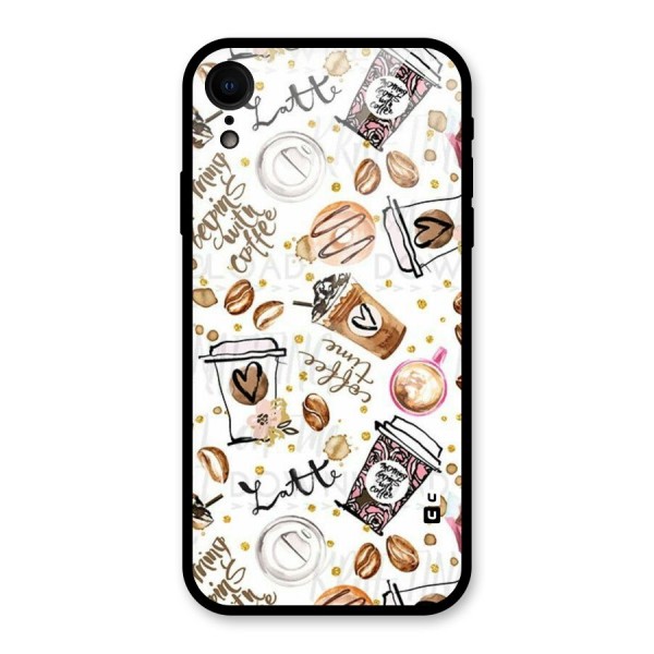 Cute Coffee Pattern Glass Back Case for XR