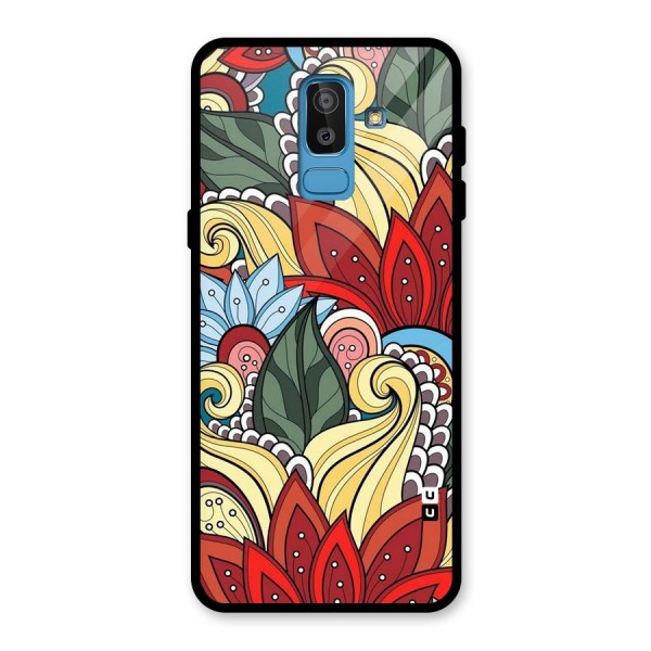 Cute Doodle Glass Back Case for Galaxy J8