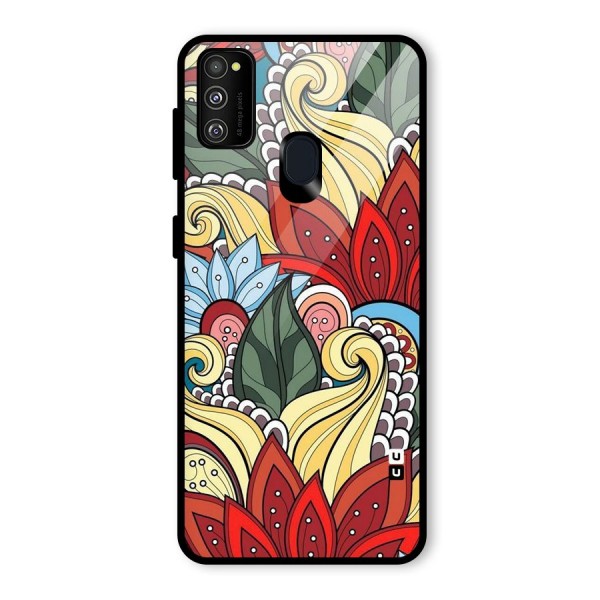 Cute Doodle Glass Back Case for Galaxy M21