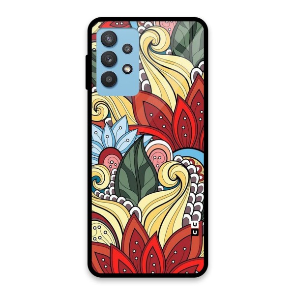 Cute Doodle Glass Back Case for Galaxy M32 5G