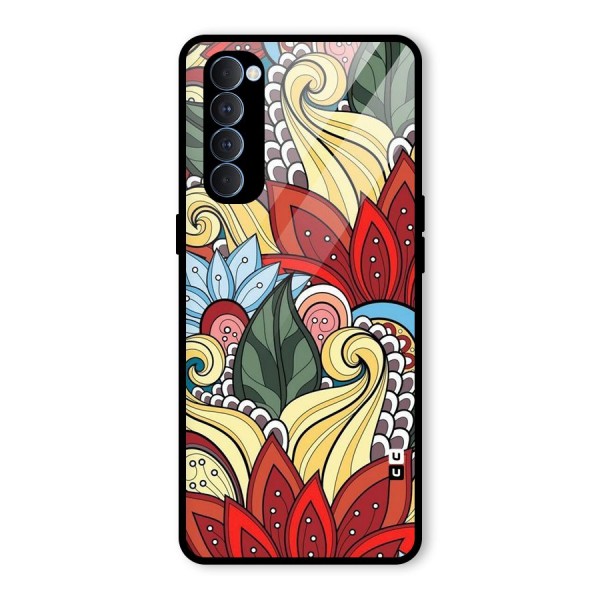 Cute Doodle Glass Back Case for Oppo Reno4 Pro