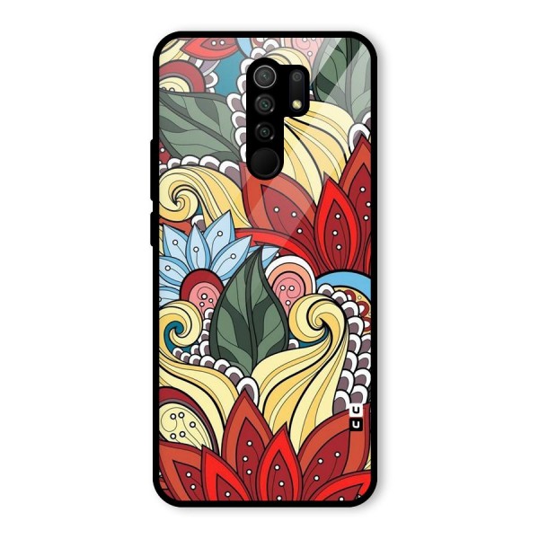 Cute Doodle Glass Back Case for Redmi 9 Prime