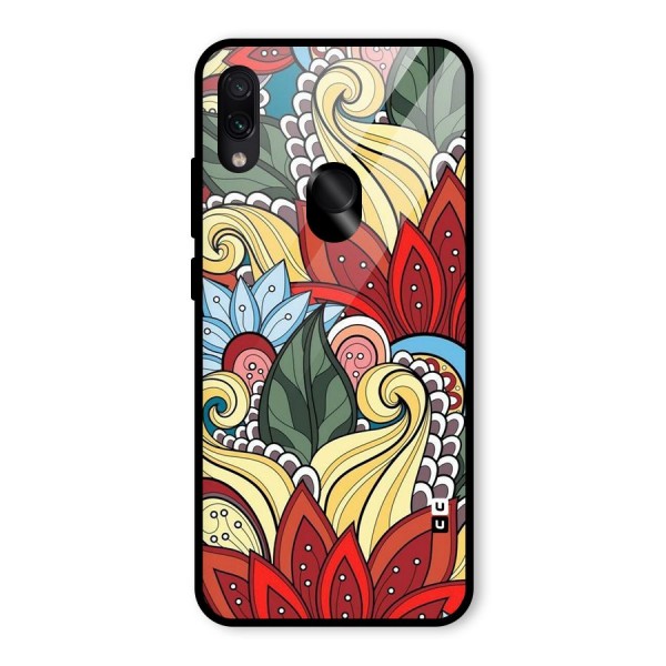 Cute Doodle Glass Back Case for Redmi Note 7