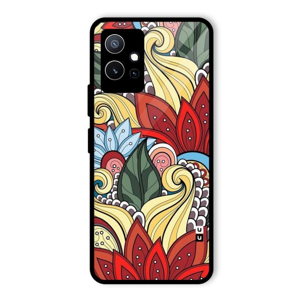 Cute Doodle Glass Back Case for Vivo T1 5G