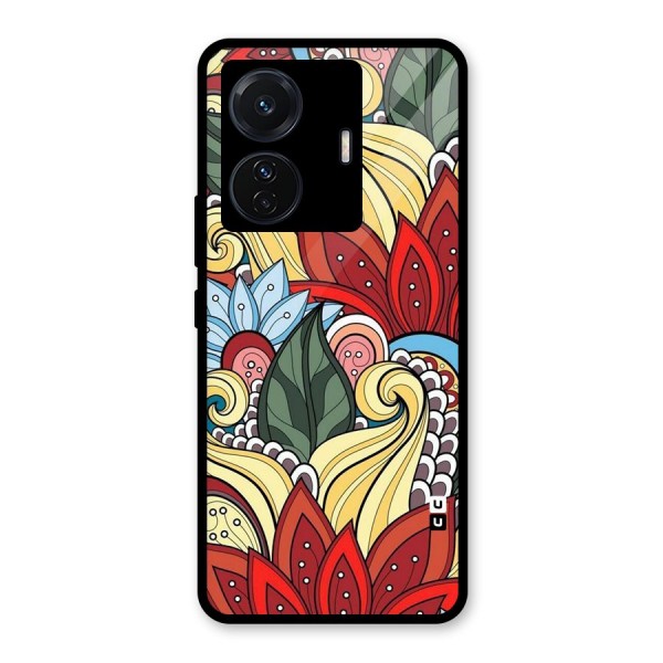 Cute Doodle Glass Back Case for Vivo T1 Pro