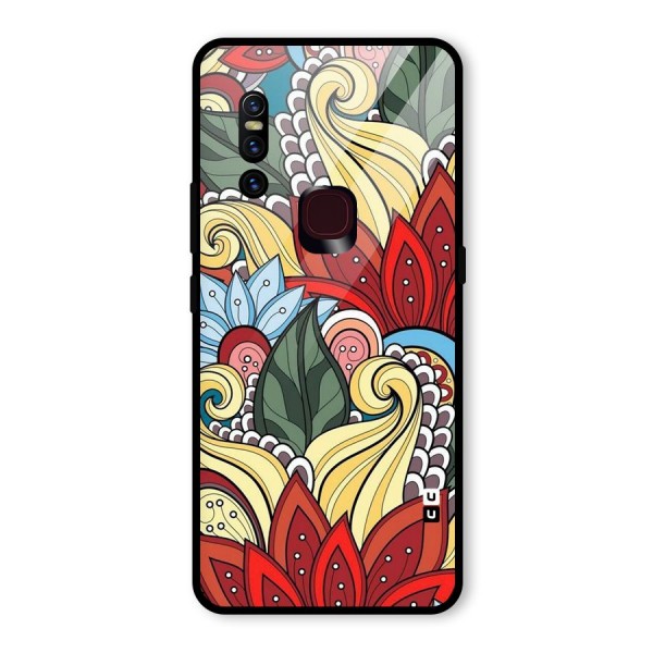 Cute Doodle Glass Back Case for Vivo V15