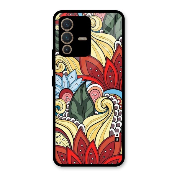 Cute Doodle Glass Back Case for Vivo V23 5G