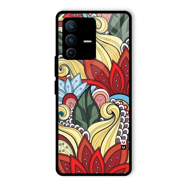 Cute Doodle Glass Back Case for Vivo V23 Pro