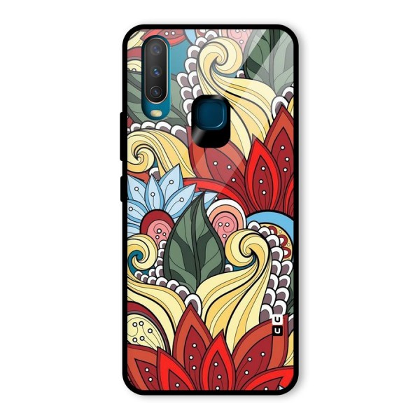 Cute Doodle Glass Back Case for Vivo Y12