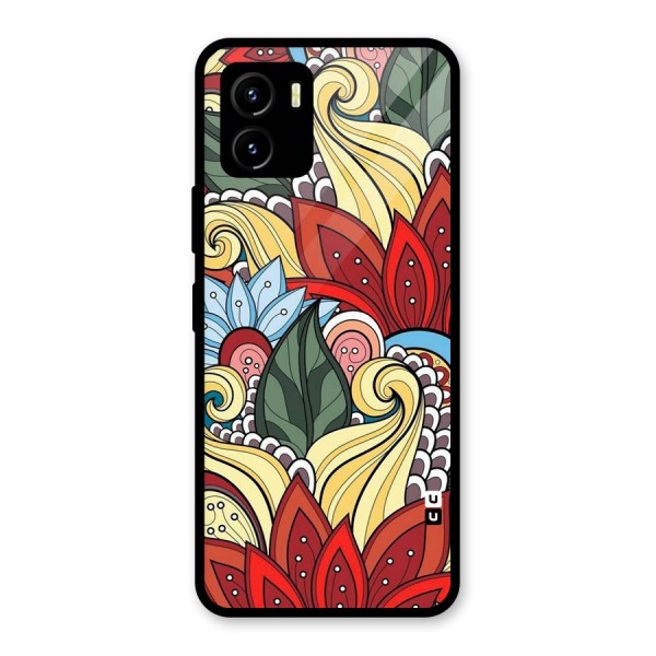 Cute Doodle Glass Back Case for Vivo Y15s