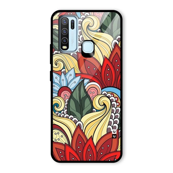 Cute Doodle Glass Back Case for Vivo Y30