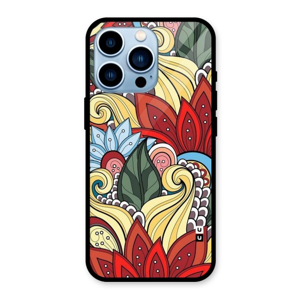 Cute Doodle Glass Back Case for iPhone 13 Pro