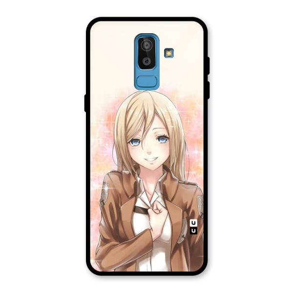 Cute Girl Art Glass Back Case for Galaxy J8