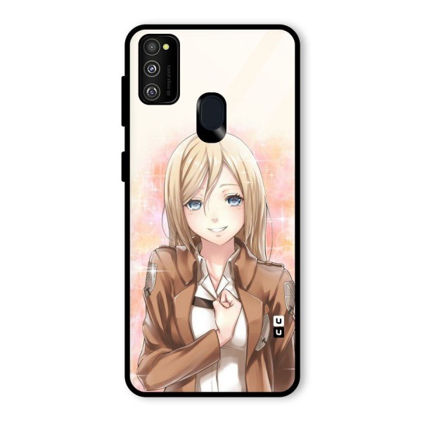 Cute Girl Art Glass Back Case for Galaxy M21