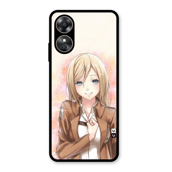 Cute Girl Art Glass Back Case for Oppo A17