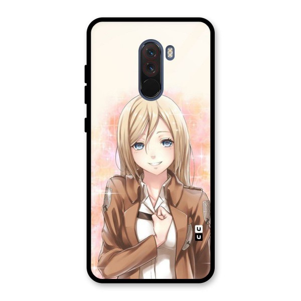 Cute Girl Art Glass Back Case for Poco F1