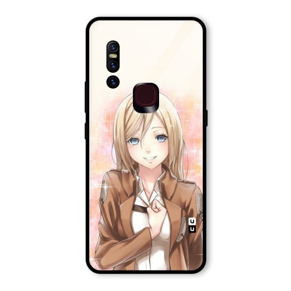 Cute Girl Art Glass Back Case for Vivo V15