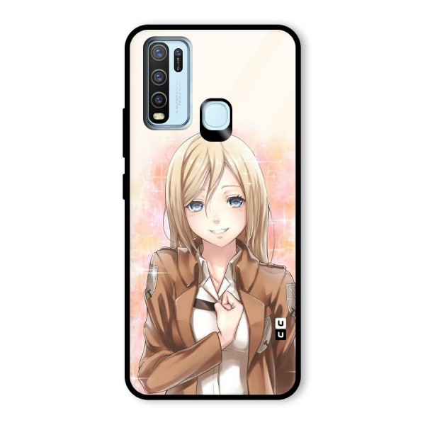 Cute Girl Art Glass Back Case for Vivo Y30